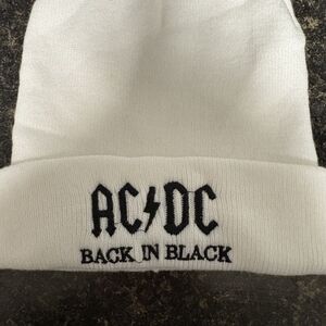 5/$25 AC/DC Kids Beanie in White with Black Logo